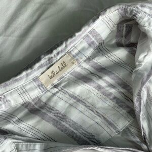 Bella Dahl White and Gray Striped Top